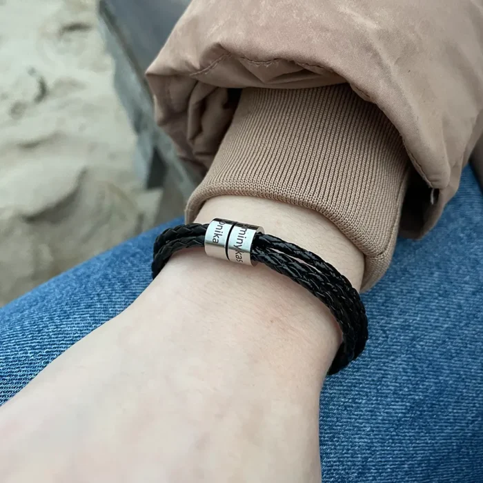 Unisex personalizēta rokassprādze ar dārgu cilvēku vārdiem / datumiem - Image 2